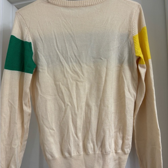 Dancing Equestrian Cream JUMP Sweater Womens XS Wool Acrylic Colorblock - Picture 4 of 5